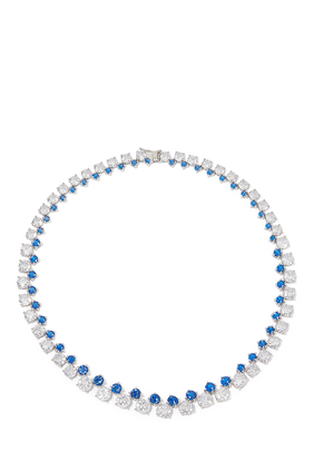 Round Graduated Double Riviere Necklace, Plated Brass & Cubic Zirconia